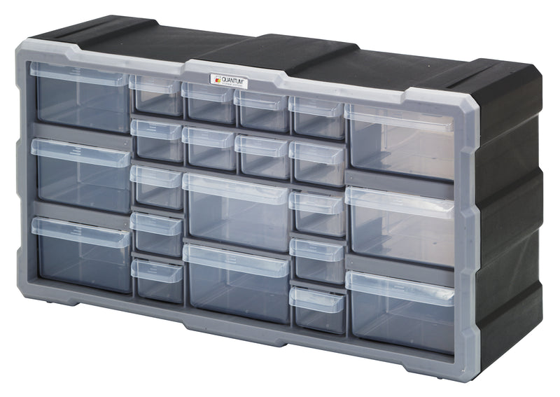 Quantum Plastic Drawer Cabinets – 6-1/4" x 19-1/2" x 10" – PDC-22BK – Standard