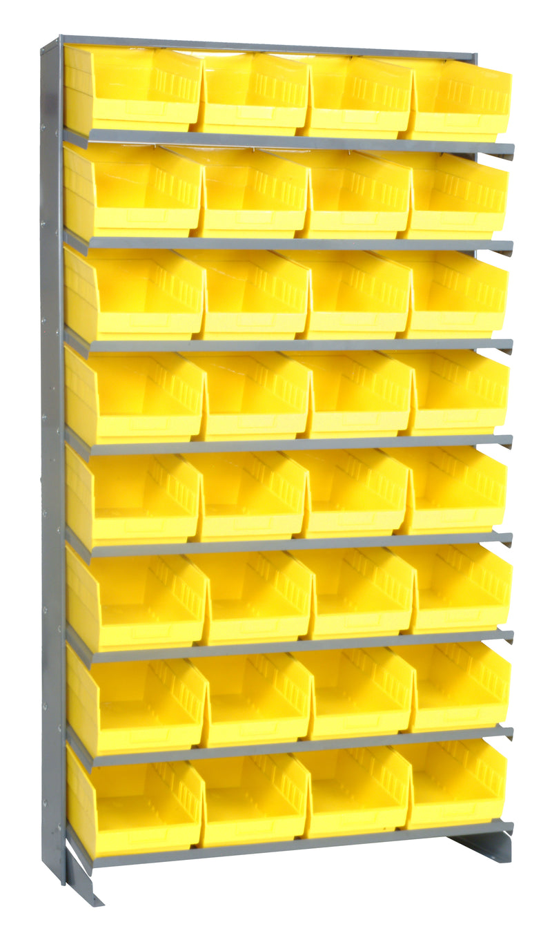 Quantum Single-Sided Pick Racks with Bins – 12" x 36" x 63-1/2" – Kit – QPRS-207 – Yellow