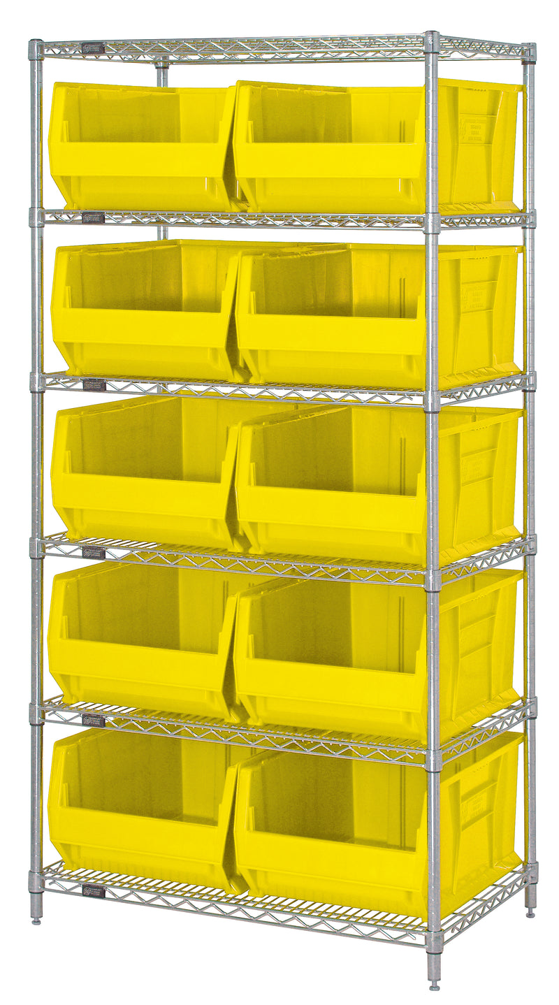 Quantum 30" & 36" Wire Shelving Systems – 36" x 30" x 74" – WR6-974 – Yellow