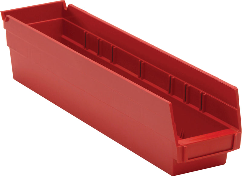 Quantum 4" Shelf Bins – QSB100 to QSB104 – Case Pack – 17-7/8" x 4-1/8" x 4" – QSB103 – Red