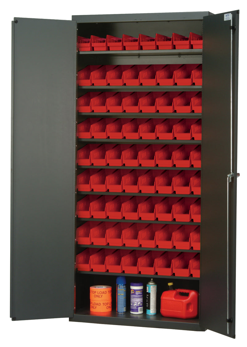 Quantum Storage Cabinets with Bins – 18" x 36" x 78" – QPR Series – QPR-101 – Red