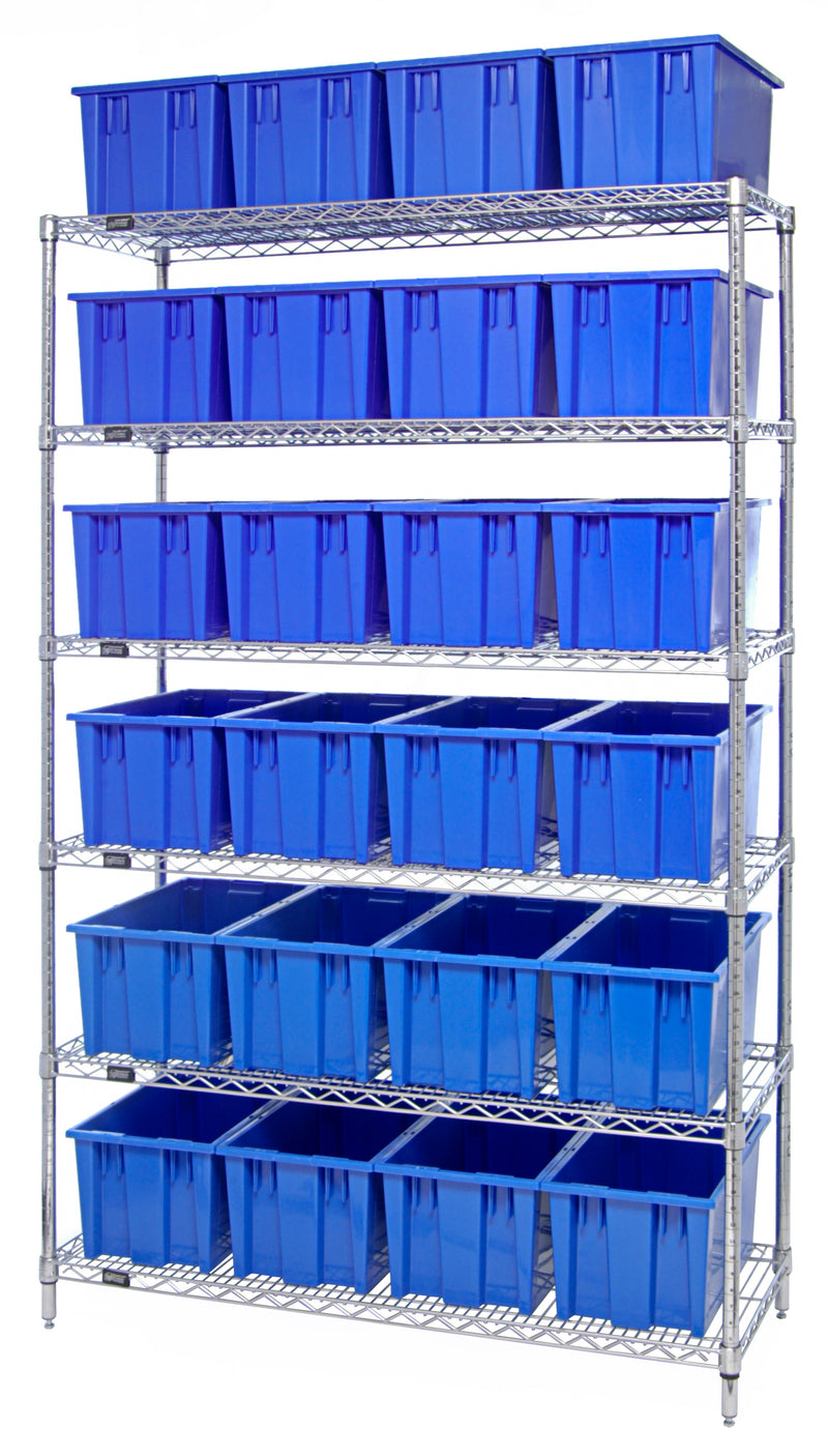 Quantum Stack & Nest Container Wr4-12225 – 48" x 18" x 74" – WR6-24185 – Blue