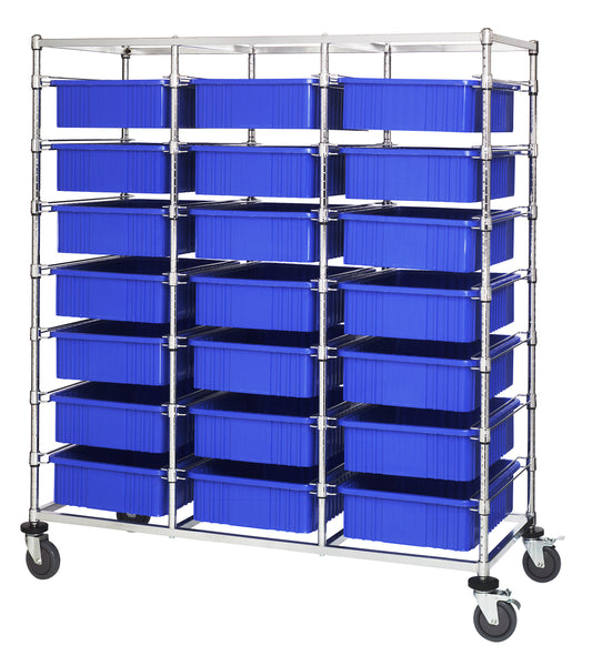 Quantum Dividable Grid Container Bin Carts – 24" x 60" x 69" – BC216069M1T – Blue