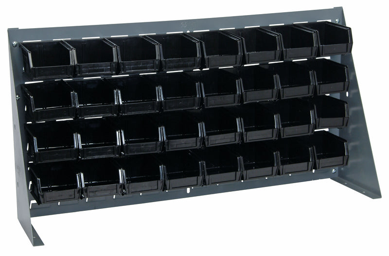 Quantum Louvered Panel Bench Racks with Bins – 36" x 8" x 19" – QBR-3619-210-32 – Black