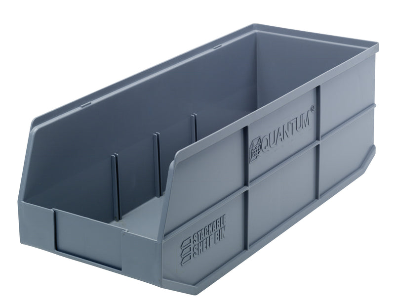 Quantum Stackable Shelf Bins – SSB463 to SSB485 – Case Pack – 20-1/2" x 8-1/4" x 7" – SSB483 – Gray