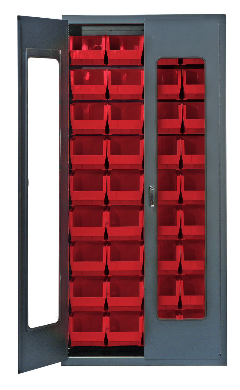 Quantum Storage Cabinets with Bins – 18" x 36" x 78" – QSC Series – QSC-C240 – Red