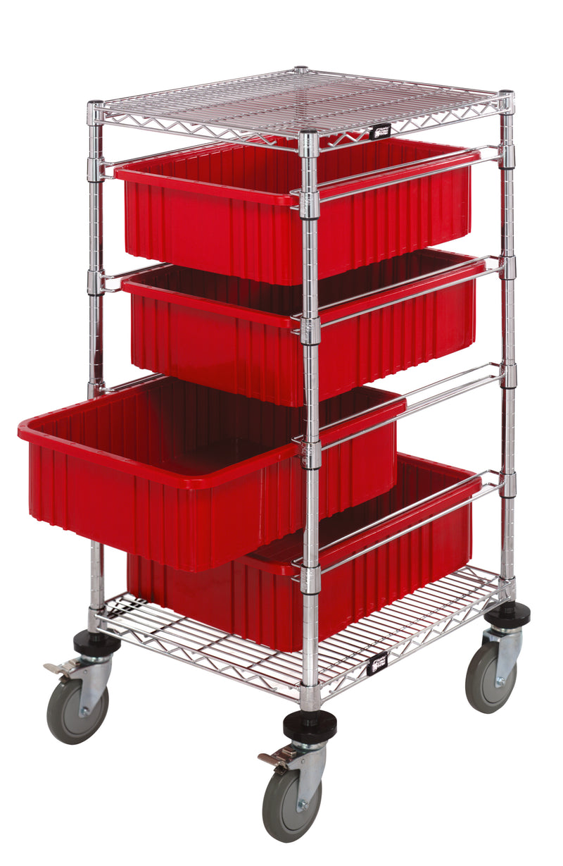 Quantum Dividable Grid Container Bin Carts – 21" x 24" x 45" – BC212434M1 – Red
