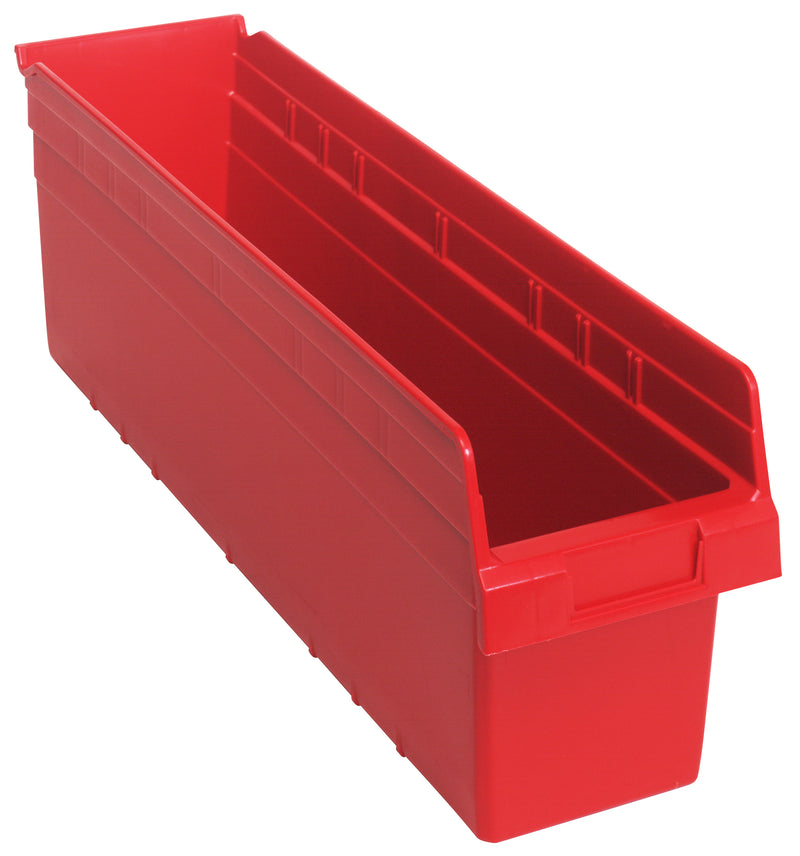 Quantum 8" Shelf Bins – QSB801 to QSB806 – Case Pack – 23-5/8" x 6-5/8" x 8" – QSB806 – Red
