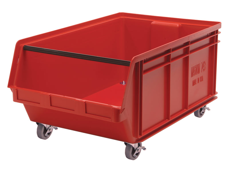 Quantum Mobile Magnum Bins – 29" x 18-3/8" x 11-7/8" (with casters 14-7/8"H) – QMS843MOB – Red
