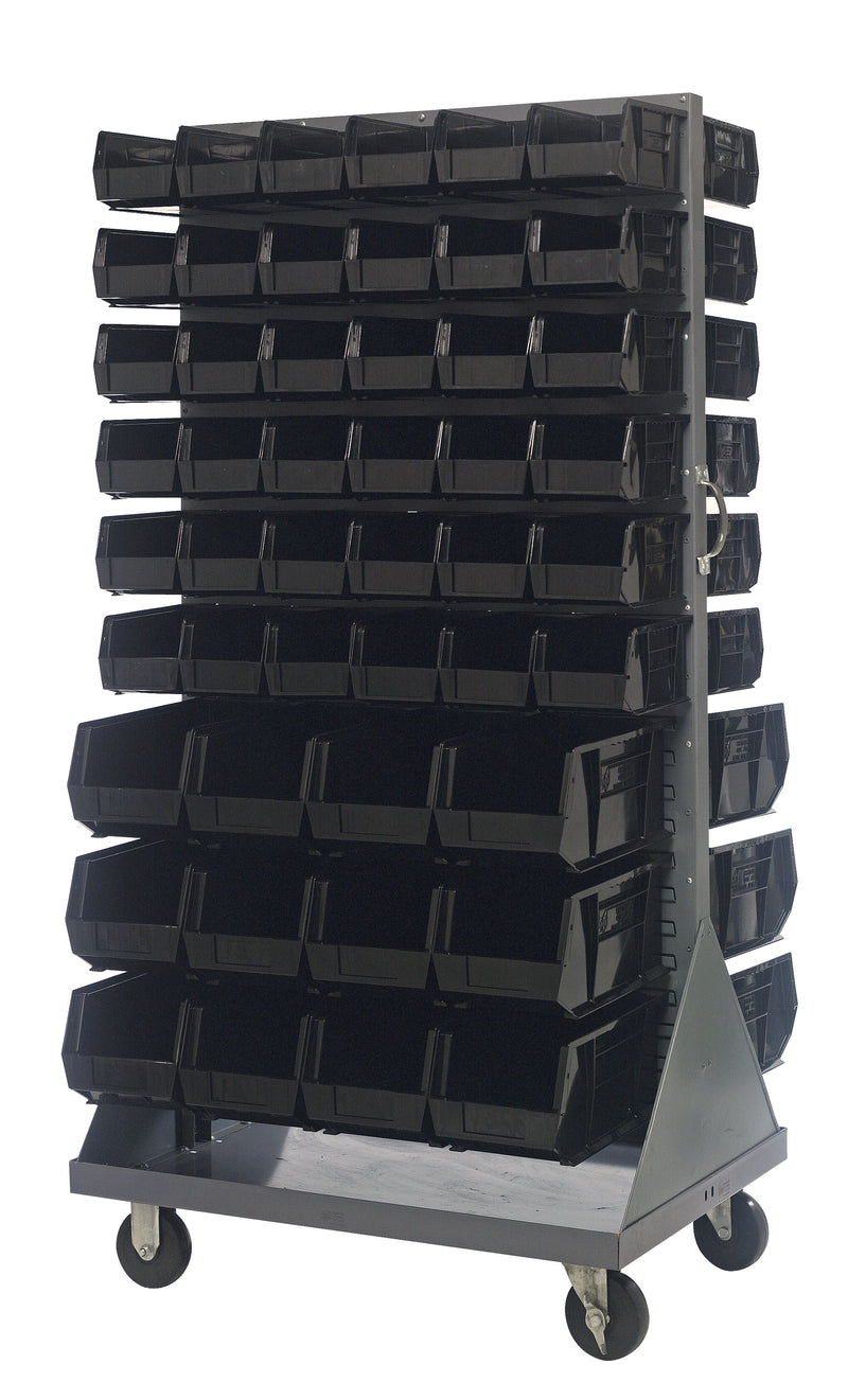Quantum Mobile Louvered Panels with Bins – 36" x 25" x 72" – QMD-36H-230240 – Black