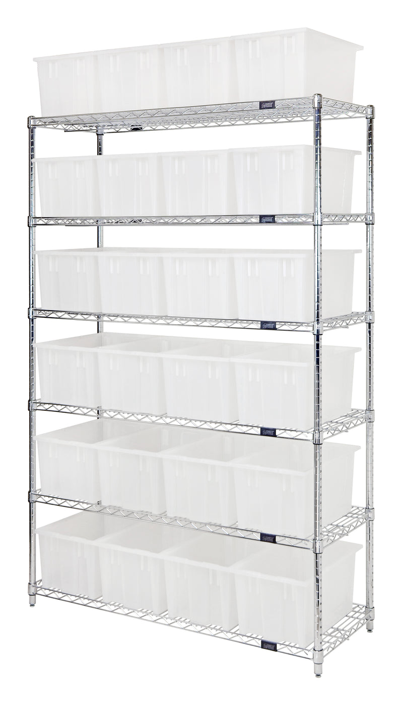 Quantum Stack & Nest Container Wr4-12225 – 48" x 18" x 74" – WR6-24185 – Clear