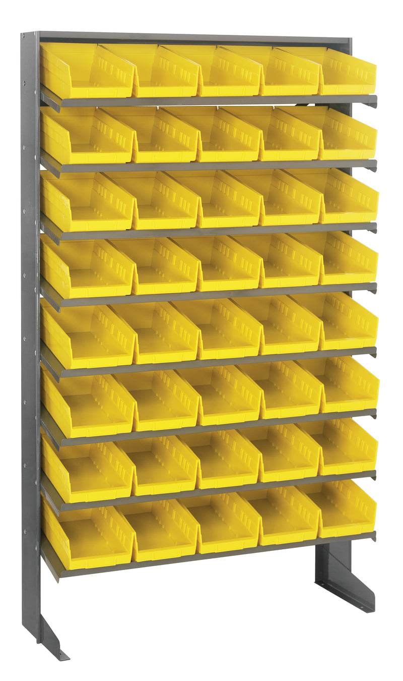 Quantum Single-Sided Pick Racks with Bins – 12" x 36" x 60" – QPRS-102 – Yellow