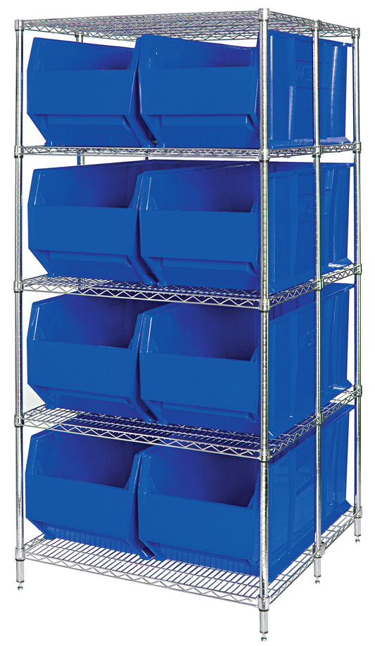 Quantum RackBin 42" Rack Bin Container Wire Package – 42" x 54" x 86" – WRA86-2154C-166 – Blue