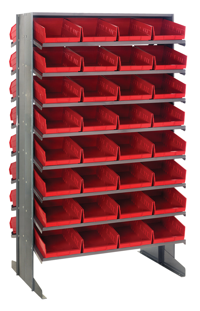 Quantum Double-Sided Pick Racks with Bins – 24" x 36" x 60" – QPRD-107 – Red