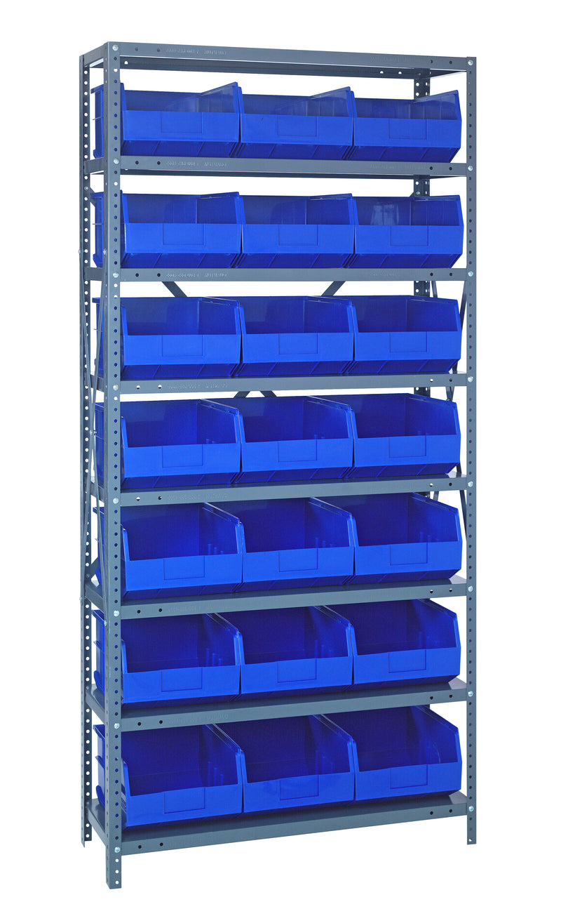 Quantum Steel Shelving with Stackable Shelf Bins – 1275-423 to 1875-461 – 1275-445 – Blue