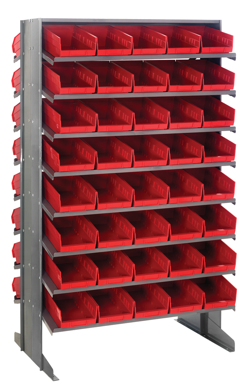 Quantum Double-Sided Pick Racks with Bins – 24" x 36" x 60" – QPRD-102 – Red