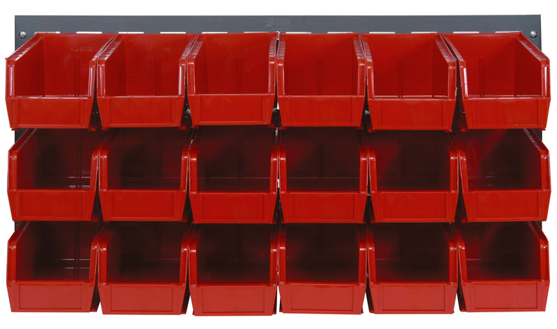 Quantum Stack & Hang Gray Louvered Panel with Bins – 36" x 19" – Kit – QLP-3619 – QLP-3619 – 230-18 – Red