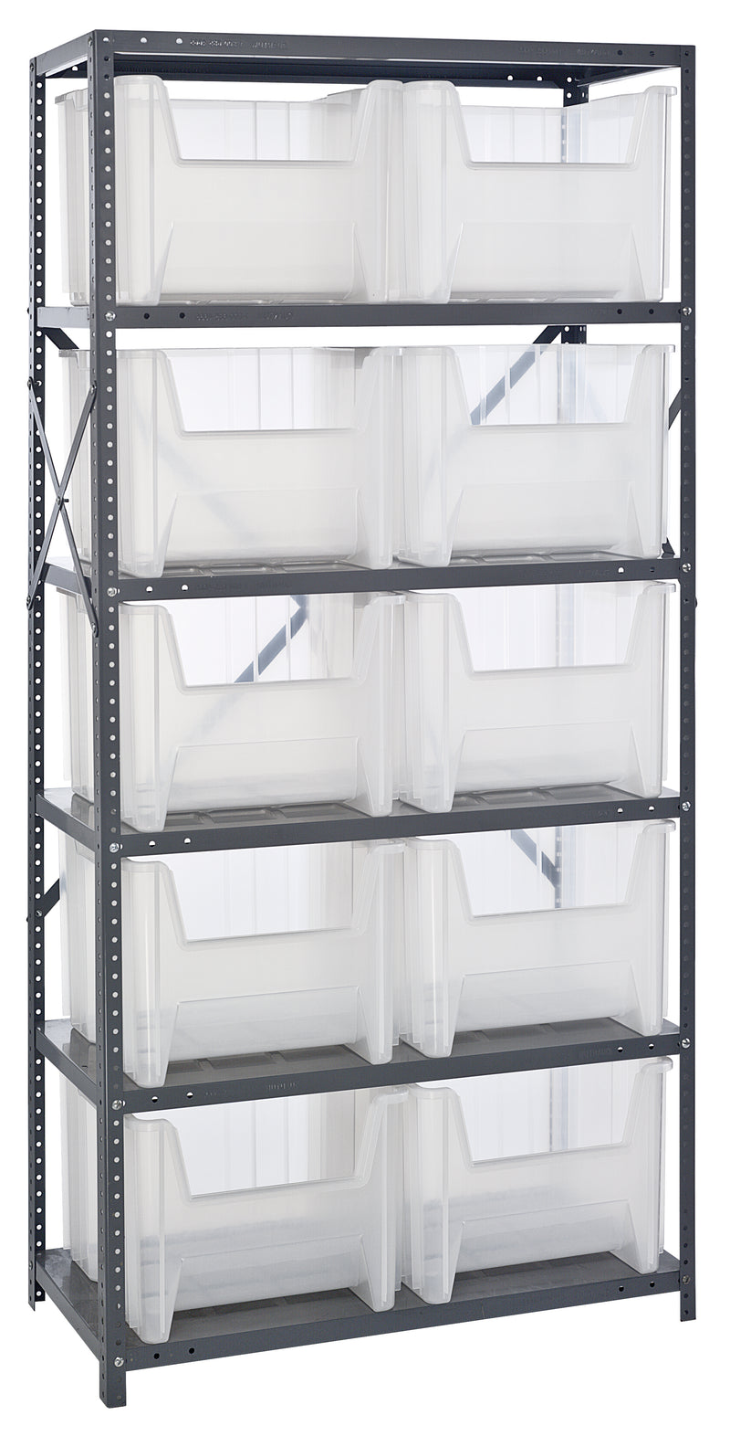 Quantum Clear-View Steel Shelving – 18" x 36" x 75" – QSBU-800CL – Clear