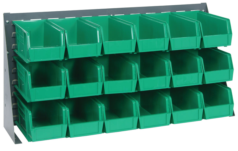 Quantum Louvered Panel Bench Racks with Bins – 36" x 8" x 19" – QBR-3619-230-18 – Green