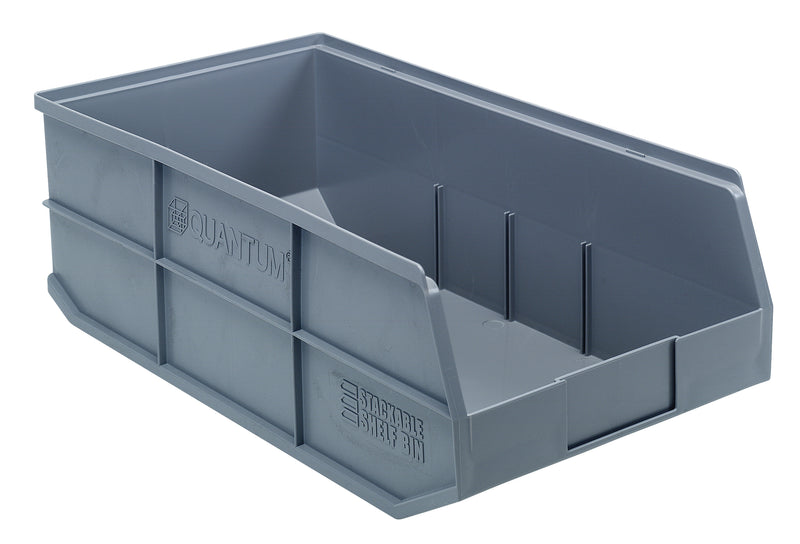 Quantum Stackable Shelf Bins – SSB463 to SSB485 – Case Pack – 20-1/2" x 11" x 7" – SSB485 – Gray