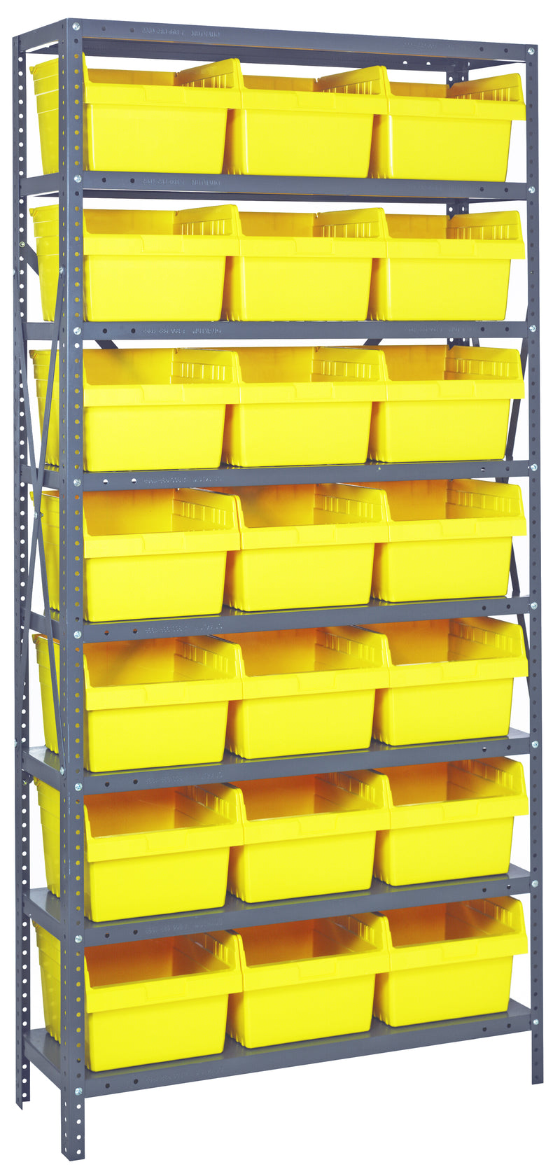 Quantum Store-Max 8" Shelf Bin Steel Shelving Systems with Bins – 1275-SB807 to 1839-SB810 – 1275-SB809 – Yellow