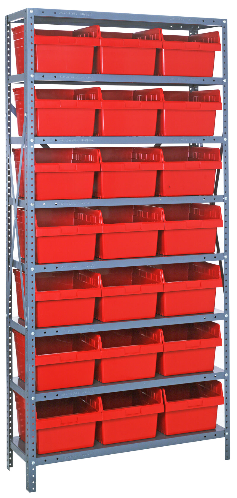 Quantum Store-Max 8" Shelf Bin Steel Shelving Systems with Bins – 1875-SB803 to 1875-SB810 – 1875-SB810 – Red