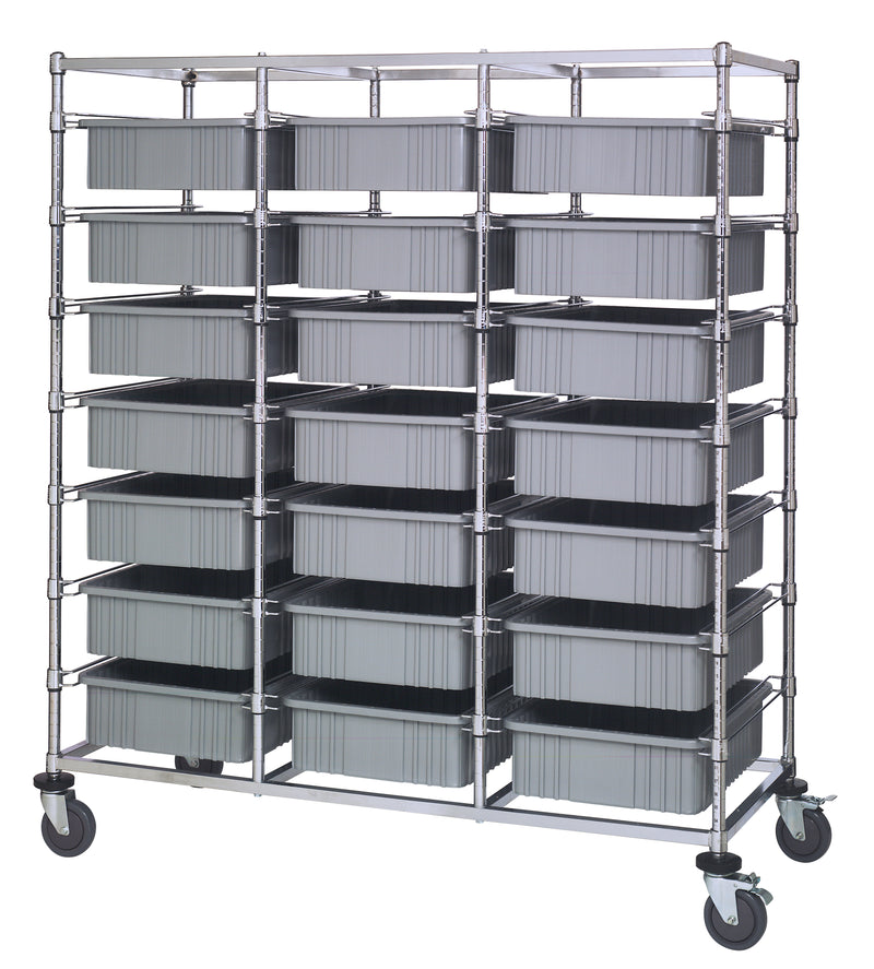 Quantum Dividable Grid Container Bin Carts – 24" x 60" x 69" – BC216069M1T – Gray