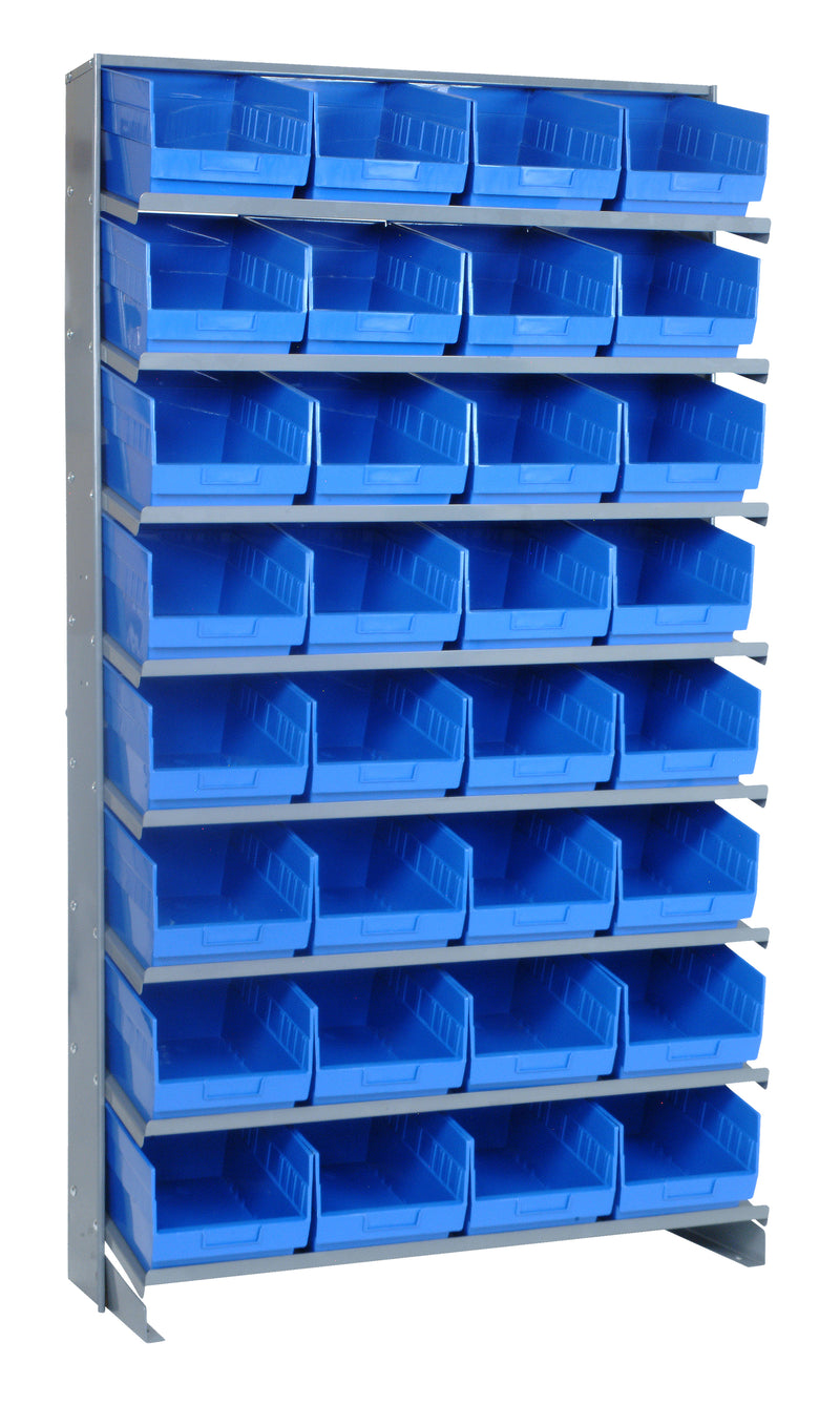 Quantum Single-Sided Pick Racks with Bins – 12" x 36" x 63-1/2" – Kit – QPRS-207 – Blue
