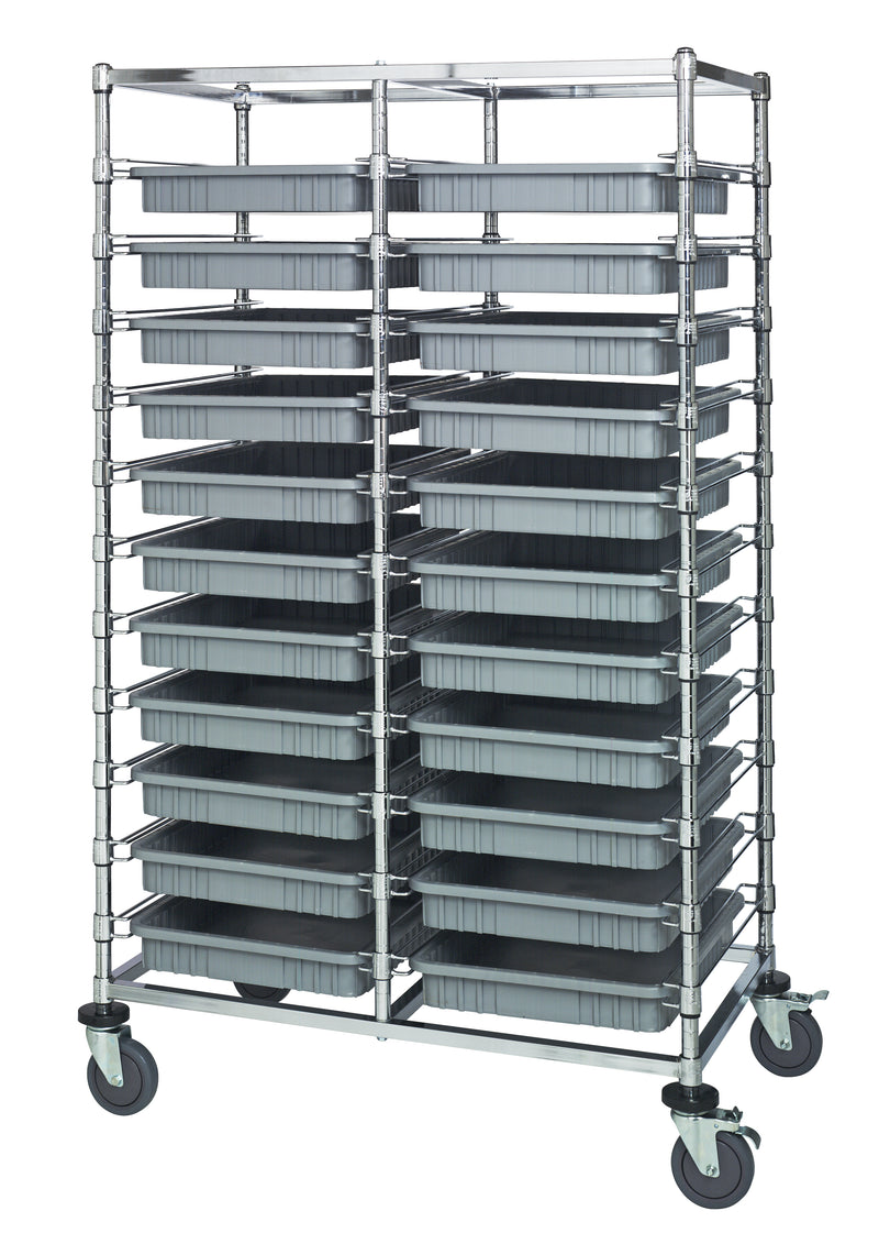Quantum Dividable Grid Container Bin Carts – 24" x 40" x 69" – BC214069M2D – Gray