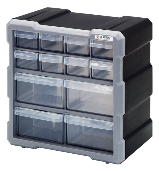 Quantum Plastic Drawer Cabinets – 6-1/4" x 10-1/2" x 10-1/4" – PDC-12BK – Standard
