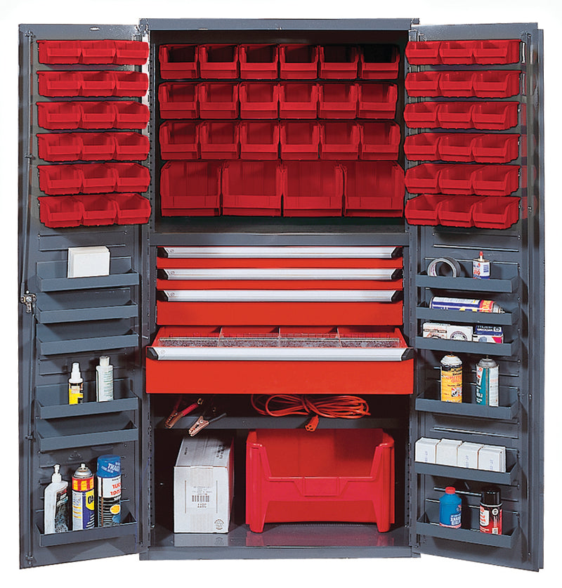 Quantum 36" Wide Storage Cabinets – 36" x 24" x 72" – QSC Series – QSC-3672-4D – Kit – QSC-3672-4D – Red