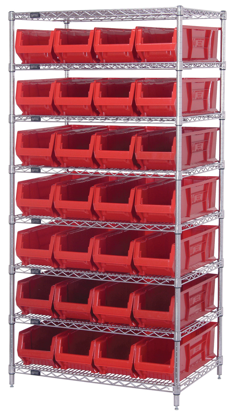 Quantum 30" & 36" Wire Shelving Systems – 36" x 30" x 74" – WR8-970 – Red