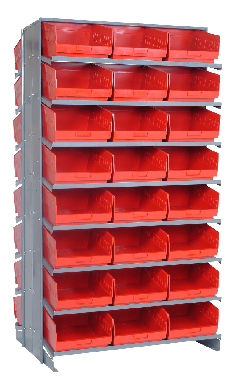 Quantum Double-Sided Pick Racks with Bins – 24" x 36" x 63-1/2" – Kit – QPRD-209 – Red