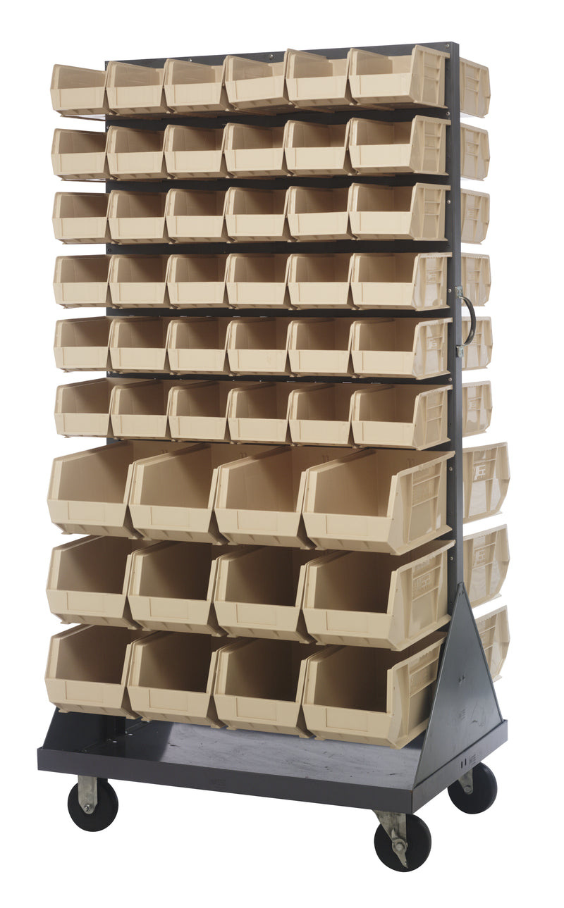 Quantum Mobile Louvered Panels with Bins – 36" x 25" x 72" – QMD-36H-230240 – Ivory