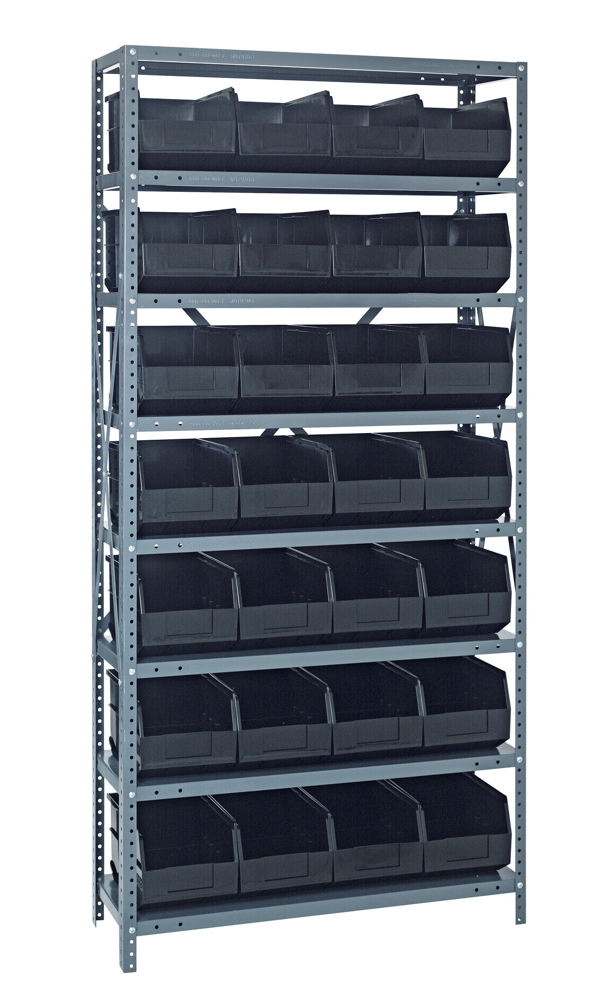 Quantum Steel Shelving with Stackable Shelf Bins – 1875-463 to 2475-483485 – 1875-463 – Black