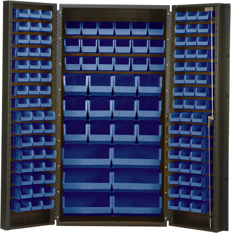 Quantum 36" Welded Storage Cabinet with 68 Bins - QSC-36-68 – gray – Blue