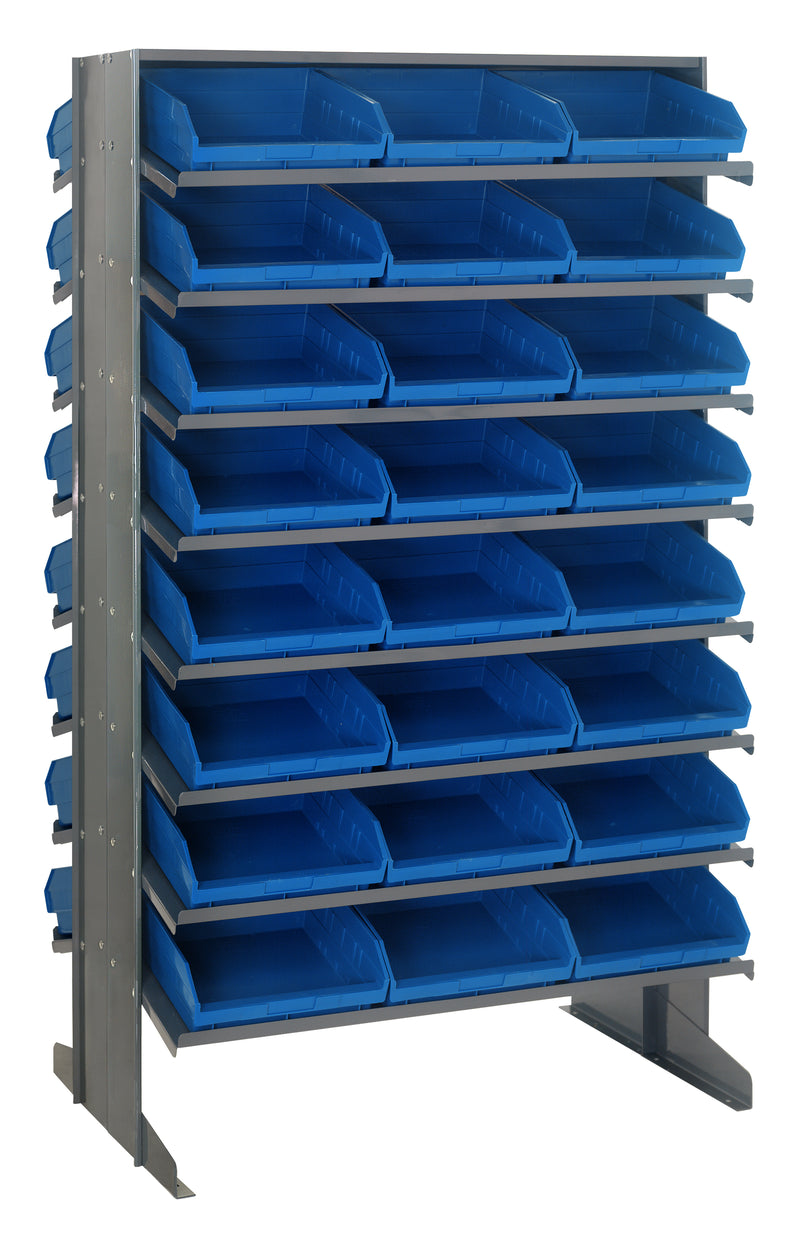 Quantum Double-Sided Pick Racks with Bins – 24" x 36" x 60" – QPRD-109 – Blue