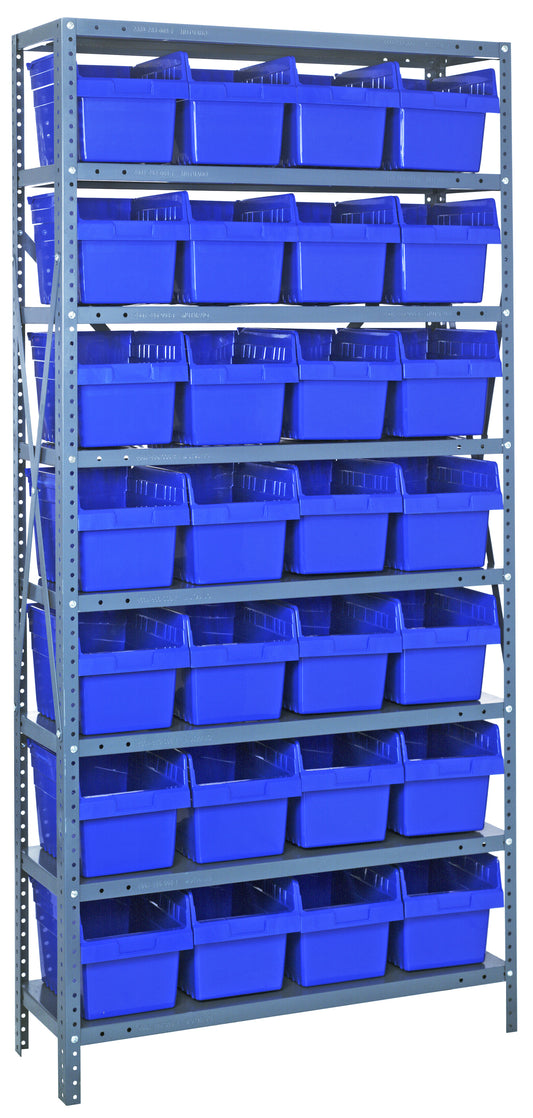 Quantum Store-Max 8" Shelf Bin Steel Shelving Systems with Bins – 1275-SB807 to 1839-SB810 – 1275-SB807 – Blue