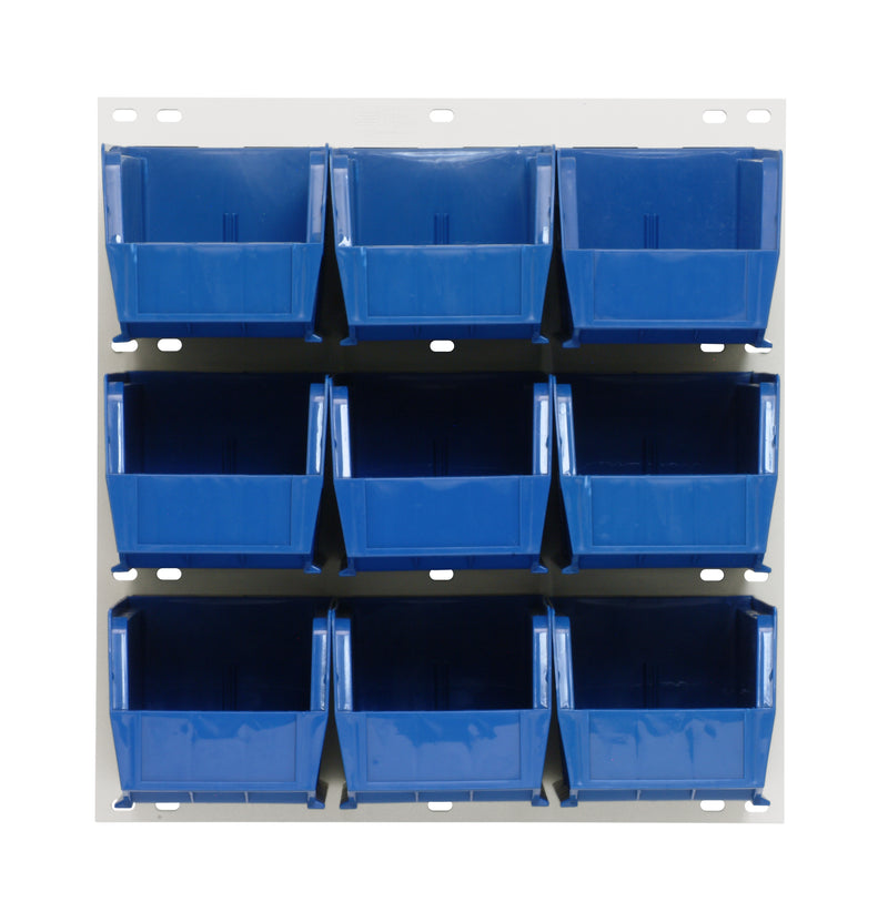 Quantum Stack & Hang Oyster White Louvered Panel with Bins – 18" x 19" – Kit – QLP-1819HC – 230-9 – Blue