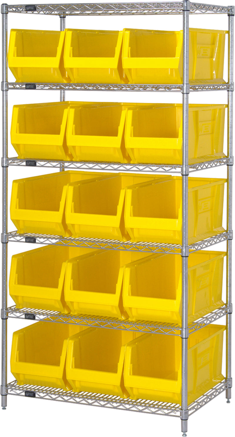 Quantum 24" Wire Shelving Systems – 36" x 24" x 74" – WR6-953 to WR8-950 – WR6-953 – Yellow