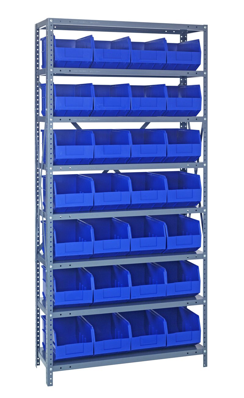 Quantum Steel Shelving with Stackable Shelf Bins – 1875-463 to 2475-483485 – 1875-463 – Blue