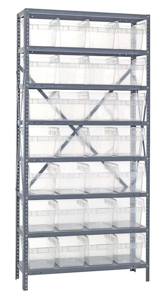 Quantum Clear-View Steel Shelving Units – 1275-SB807CL to 1839-SB810CL – 1275-SB807CL – Clear