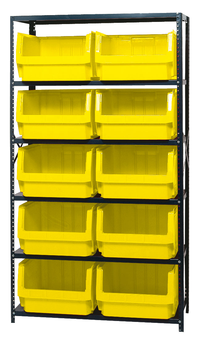 Quantum Magnum Steel Shelving Systems with Bins – 18" x 42" x 75" – MSU-543 – Yellow