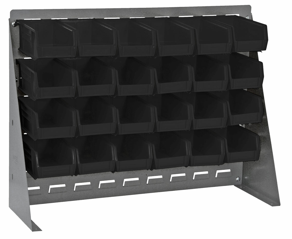 Quantum Louvered Panel Bench Racks with Bins – 27" x 8" x 21" – QBR-2721-220-24 – Black