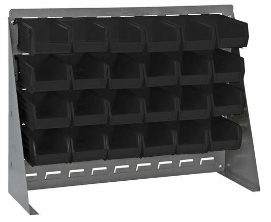 Quantum Louvered Panel Bench Racks with Bins – 27" x 8" x 21" – QBR-2721-220-24 – Black