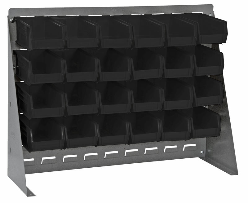 Quantum Louvered Panel Bench Racks with Bins – 27" x 8" x 21" – QBR-2721-220-24 – Black