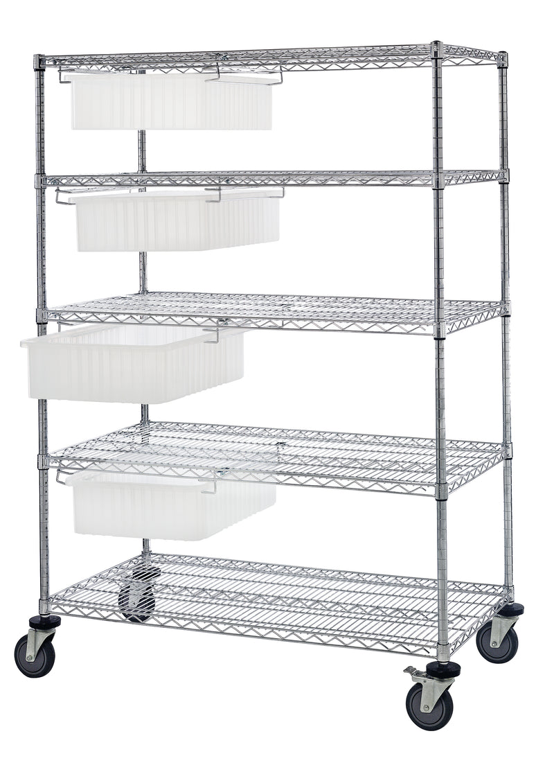 Quantum Dividable Grid Container Bin Carts – 24" x 36" x 69" – WRC5-63-2436-93060 – Clear