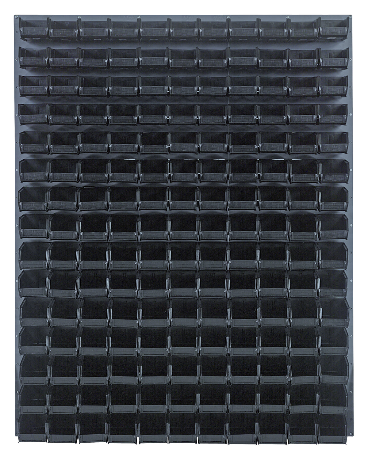 Quantum Louvered Panels with Bins – 48" x 61" – Gray – 165 QUS220 Bins – Black