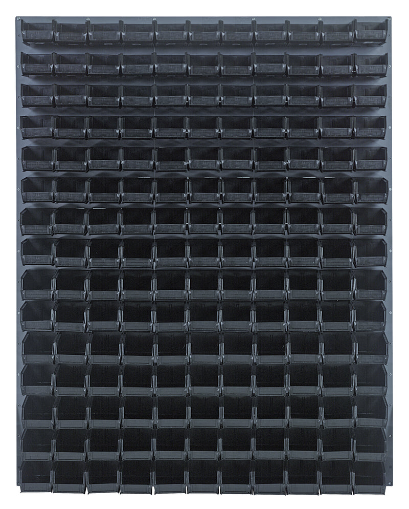 Quantum Louvered Panels with Bins – 48" x 61" – Gray – 165 QUS220 Bins – Black