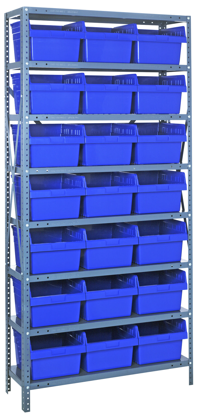 Quantum Store-Max 8" Shelf Bin Steel Shelving Systems with Bins – 1275-SB807 to 1839-SB810 – 1275-SB809 – Blue